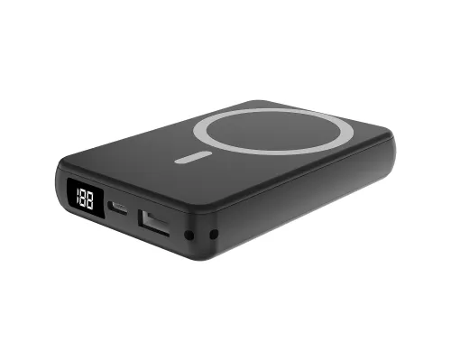 Магнитный внешний аккумулятор Quantum с беспроводной зарядкой (15W), 10000 Mah, черный