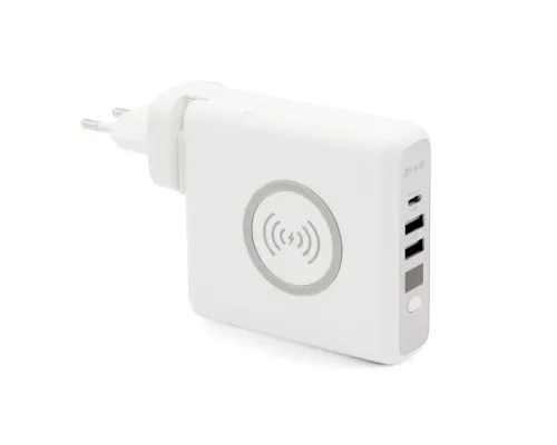 Внешний аккумулятор Gemini с беспроводной зарядкой и сетевым адаптером, 10000 mAh, белый