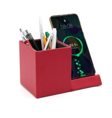Настольный органайзер Elegans c беспроводной зарядкой, красный