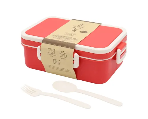 Ланчбокс (контейнер для еды) Inar из пшеничного волокна, красный.