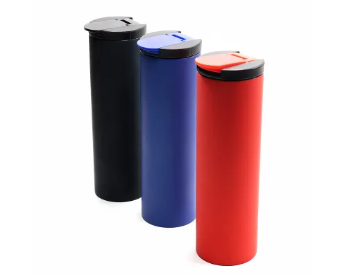 Термокружка с двойной металлической стенкой Rolly, софт-тач, синий