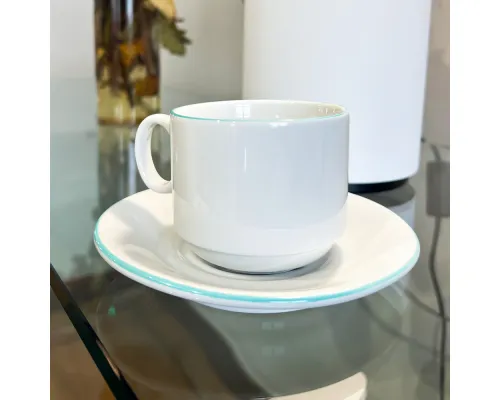 Чайная пара фарфоровая  220см³ экспресс Палитра, зеленый, в коробке