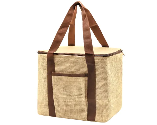Сумка-холодильник из джутовой ткани Snow 290 г/см, бежевая