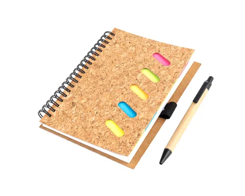 Блокнот Гарольд со стикерами и шариковой ручкой, черный