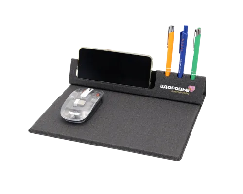 Коврик для мышки с беспроводной зарядкой Rolter, серый