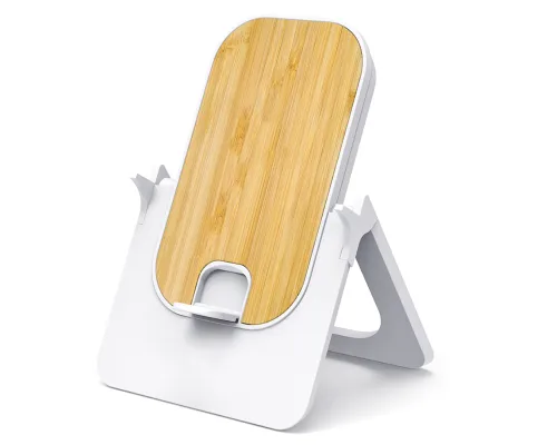 Беспроводное зарядное устройство Bambooco 15W, белый с бамбуковым