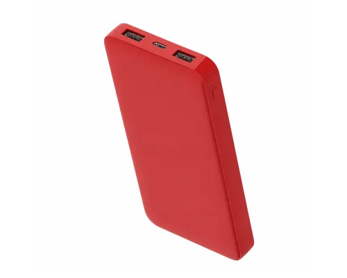 Внешний аккумулятор Polus, 10000 Mah, софт-тач покрытие, красный