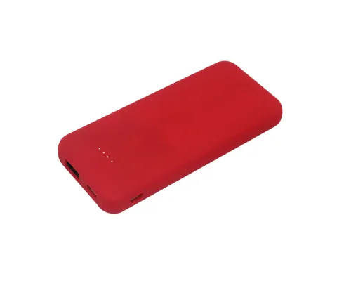 Внешний аккумулятор Arrida 5000mAh, с покрытием Baby skin, красный