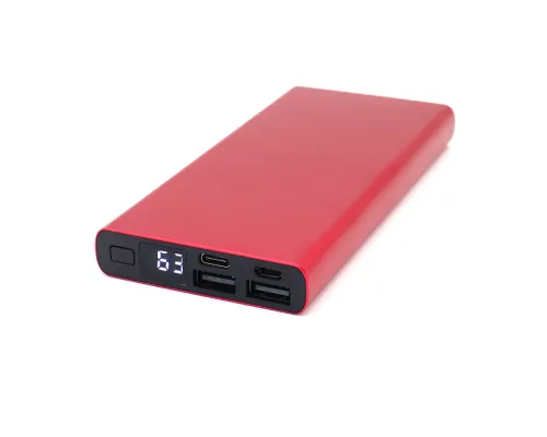 Внешний аккумулятор Höginn в металлическом корпусе, 10000mAh, красный.