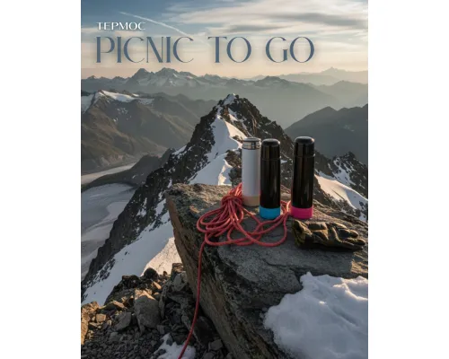 Термос Picnic Bright To Go, чёрный/голубой