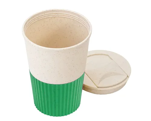 Термостакан пластиковый Wavy с манжетой, зелёный