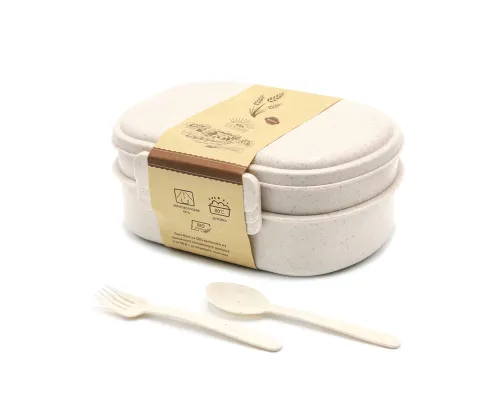 Ланчбокс (контейнер для еды) Terens из пшеничного волокна, бежевый