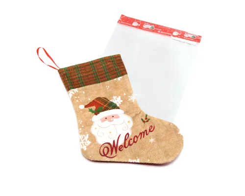 Сапожок подарочный новогодний №3 (дед мороз коричнево-белый)