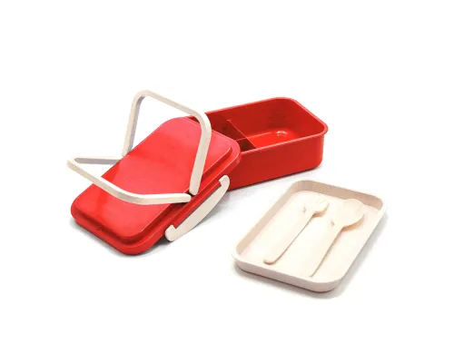 Ланчбокс (контейнер для еды) Inar из пшеничного волокна, красный