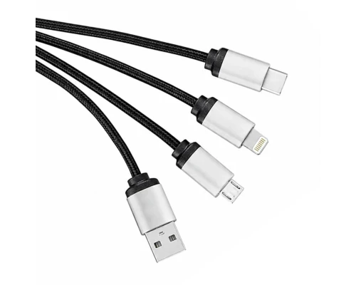 Кабель - брелок Plug с подсветкой гравировки, черный