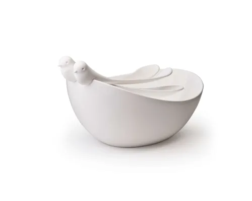 САЛАТНИЦА С ЛОЖКАМИ SPARROW, белая