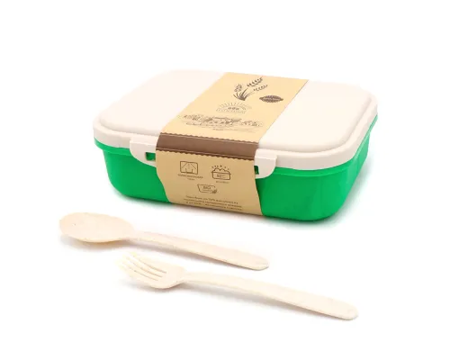 Ланчбокс (контейнер для еды) Ulf из пшеничного волокна, зелёный