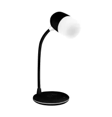 Лампа с колонкой и беспроводной зарядкой Alladin, черная