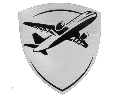 Шильд-наклейка самолет, серебро