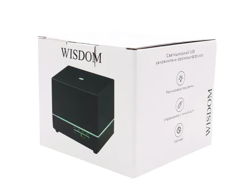 Светодиодный увлажнитель Wisdom с подсветкой гравировки, черный