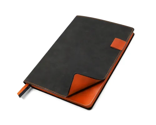 Ежедневник A5 недатированный Efemero в мягком переплёте, черно-оранжевый