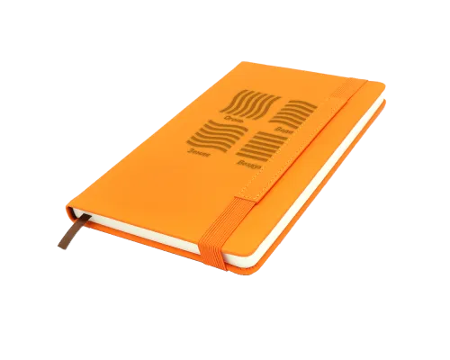 Блокнот A5 Champion в твёрдом переплёте с широкой застёжкой, оранжевый