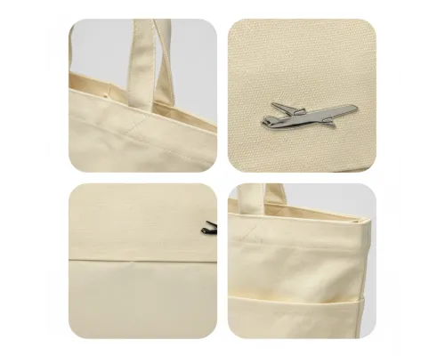 Сумка для покупок JETTA 325 г/м² с шильдом - самолёт, натуральный