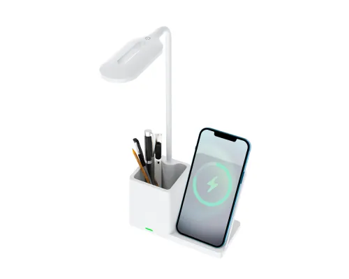 Настольная лампа с беспроводной зарядкой Stark, белая