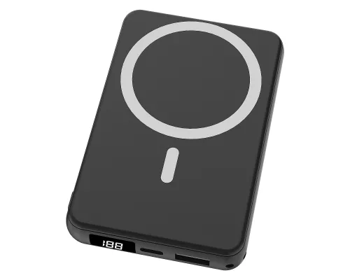 Магнитный внешний аккумулятор Quantum с беспроводной зарядкой (15W), 10000 Mah, черный