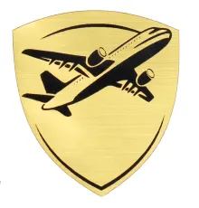 Шильд-наклейка самолет, золото