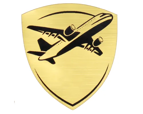 Шильд-наклейка самолет, золото