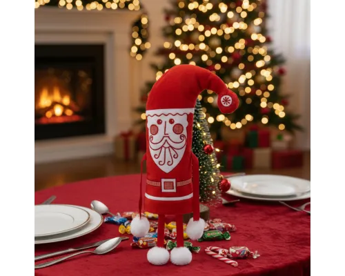 №1 НОВОГОДНИЙ КОЛПАЧОК текстиль (красный) 300 грамм новогодний подарок классический