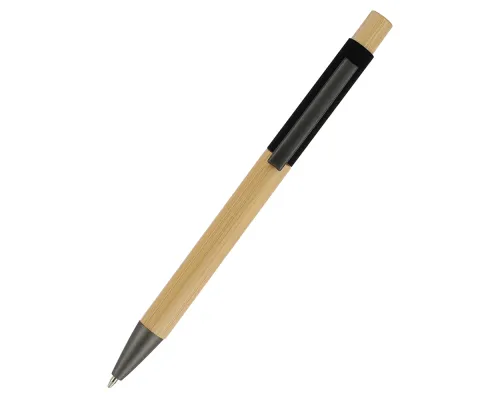 Ручка Авалон с корпусом из бамбука и софт-тач вставкой, черный