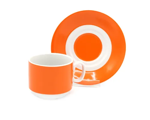 Чайная пара фарфоровая 220см³ экспресс Sunrise, оранжевый, в коробке