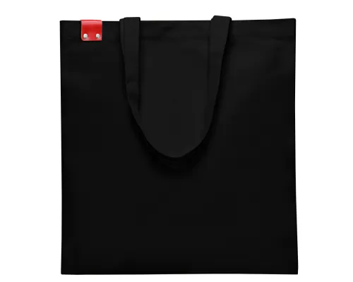 Сумка для покупок IVORY 325 г/м² с PU нашивкой, чёрный/красный