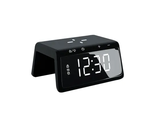 Часы настольные Bridge с функцией беспроводной зарядки, черный