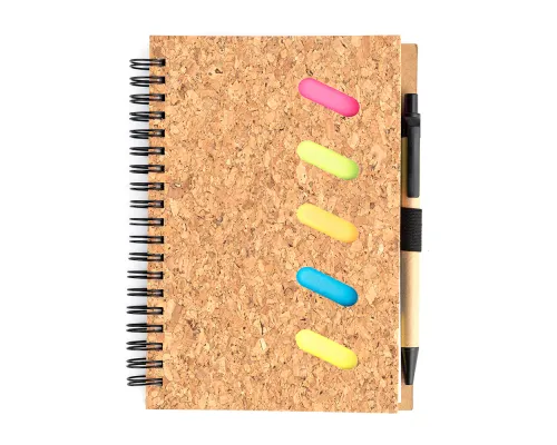 Блокнот Гарольд со стикерами и шариковой ручкой, черный