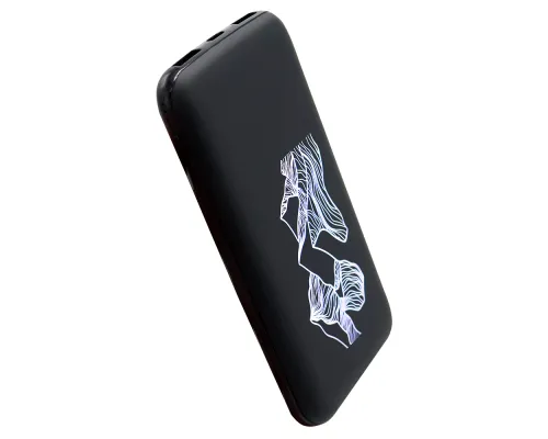 Внешний аккумулятор Kugo, 10000 mAh с подсветкой гравировки, черный