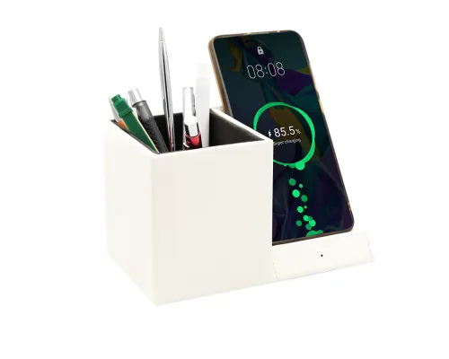 Настольный органайзер Elegans c беспроводной зарядкой, белый