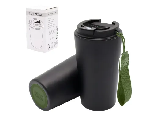 Термокружка Surprise To Go с индикатором, чёрная/хаки