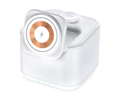 Беспроводная колонка Powerbox 5W с беспроводной зарядкой 15W,белый Беспроводная колонка Powerbox 5W с беспроводной зарядкой 15W,белый