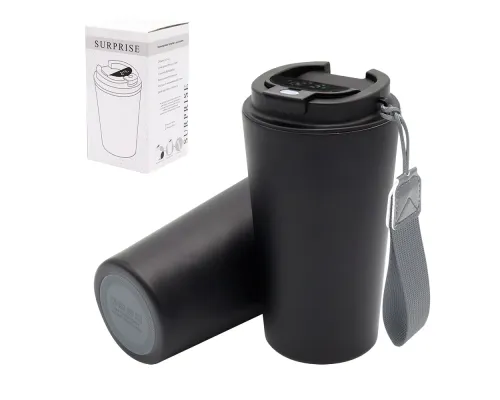 Термокружка Surprise To Go с индикатором, чёрная/серая