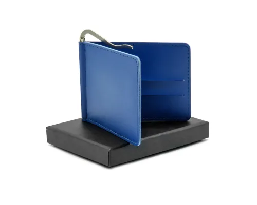 Держатель банковских карт Drogo с металлическим прижимом для купюр, синий