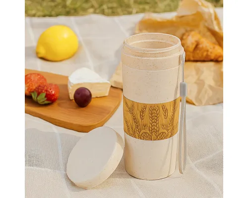 Термостакан с двойной стенкой Tender из пшеничного волокна, бежевый