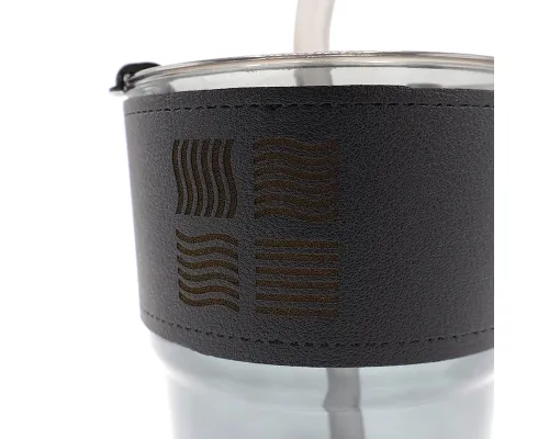 Стакан стеклянный с трубочкой и капхолдером Karamel, черный