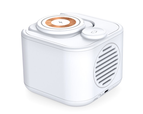 Беспроводная колонка Powerbox 5W с беспроводной зарядкой 15W,белый Беспроводная колонка Powerbox 5W с беспроводной зарядкой 15W,белый