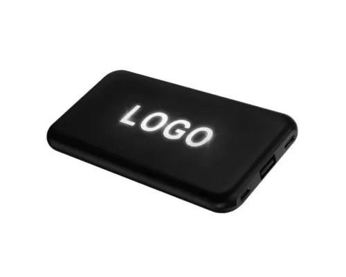 Внешний аккумулятор Kugo, 10000 mAh с подсветкой гравировки, черный