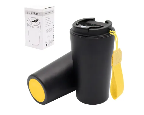 Термокружка Surprise To Go с индикатором, чёрная/жёлтая