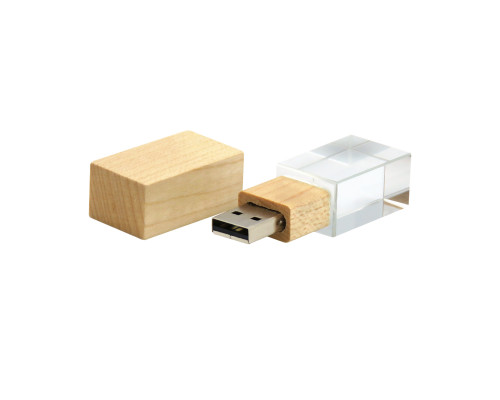 Флешка Кристал Bamboo 16 Гб, белая подсветка Флешка Кристал Bamboo 16 Гб, белая подсветка