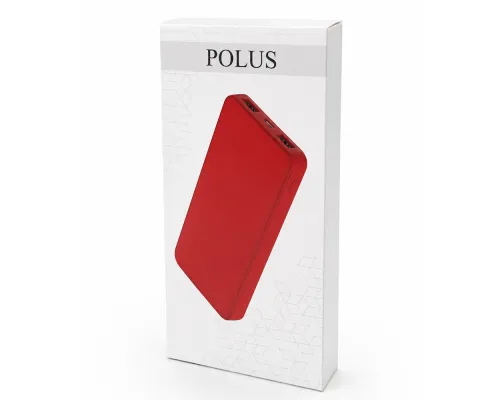 Внешний аккумулятор Polus, 10000 Mah, софт-тач покрытие, красный